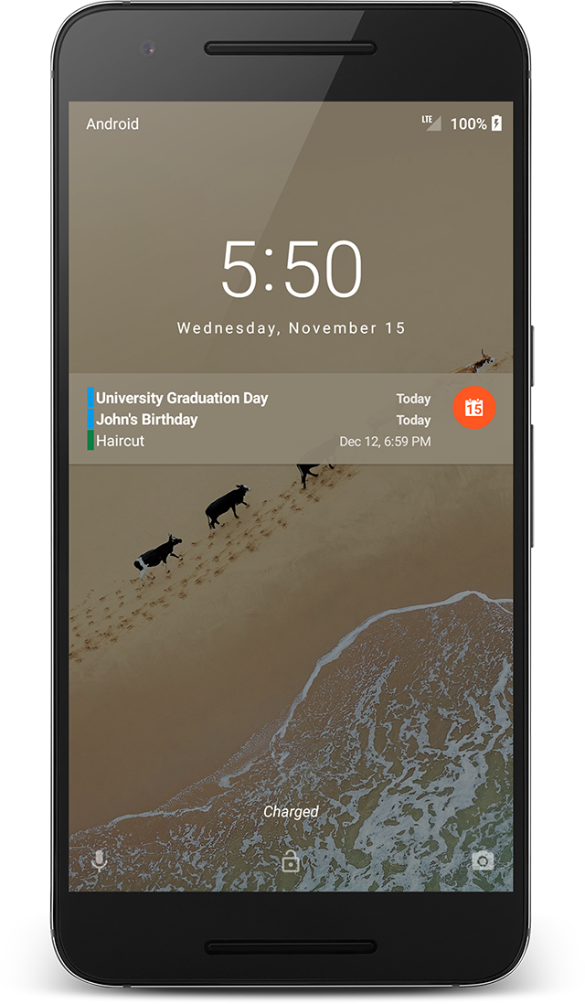Calendar Notify Agenda on Status Lock and Widget Android App